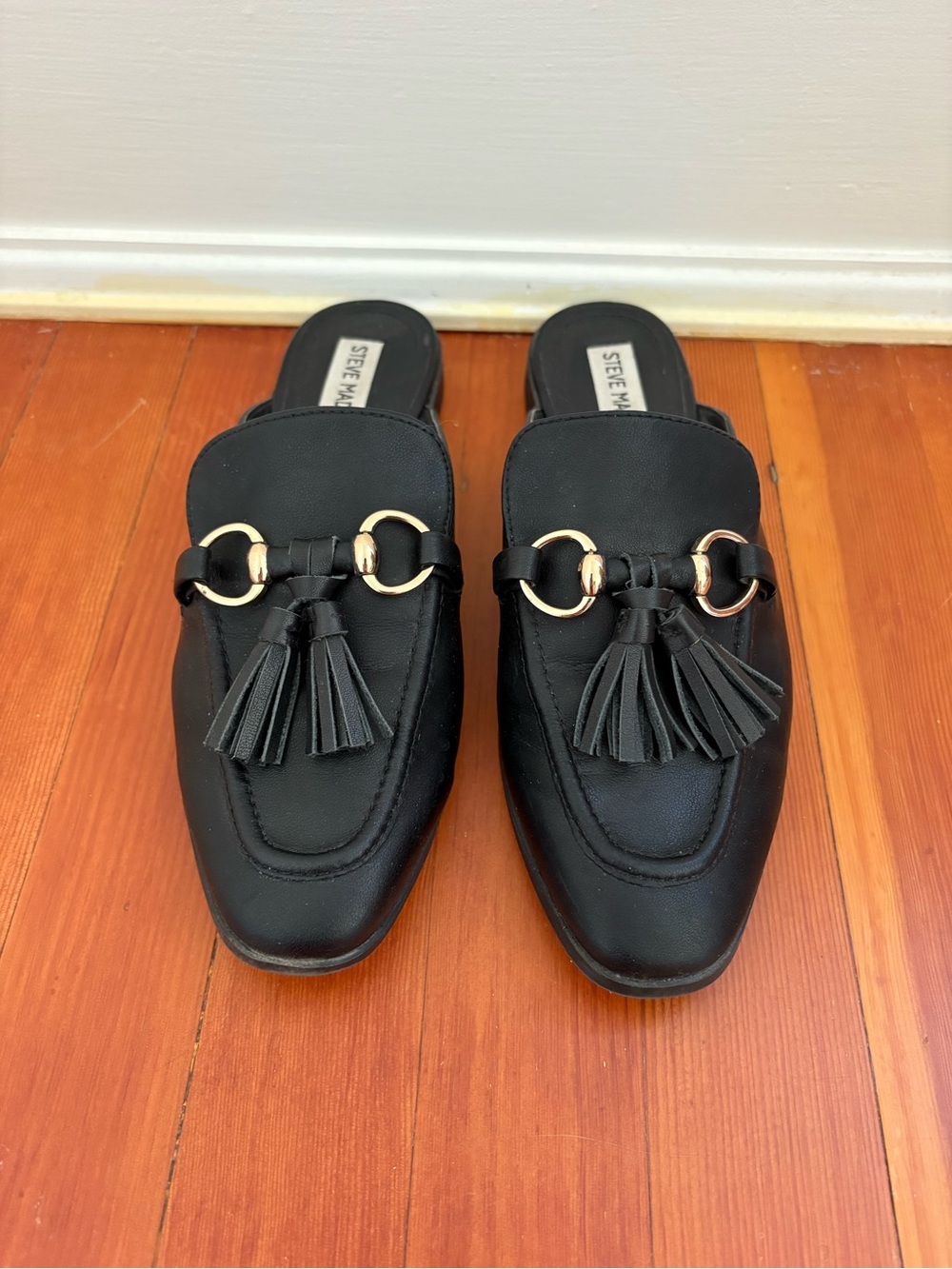 Steve Madden Black Tassel Mules